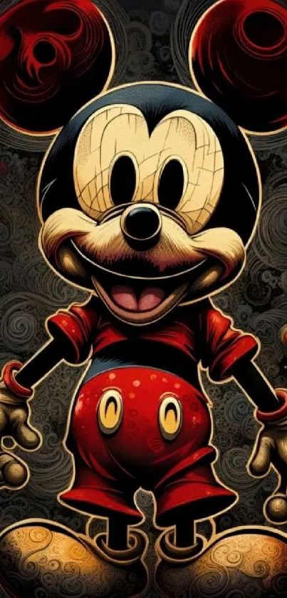 Mobile wallpaper of vintage cartoon character art with vibrant colors and details.