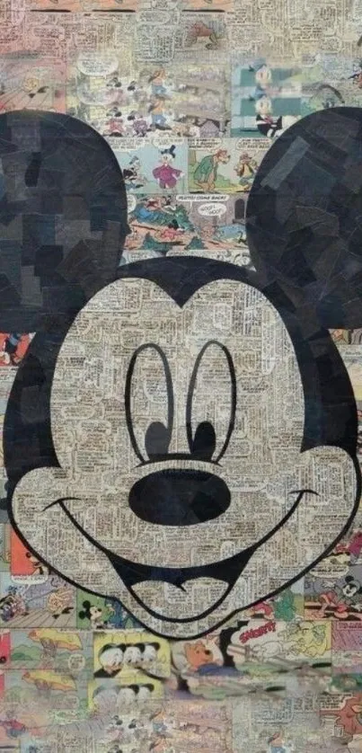 Vintage collage wallpaper featuring a beloved cartoon character.