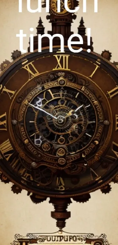 Vintage clock with intricate gears and Roman numerals.