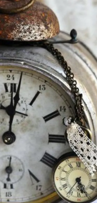 Close-up of a vintage clock with antique details.