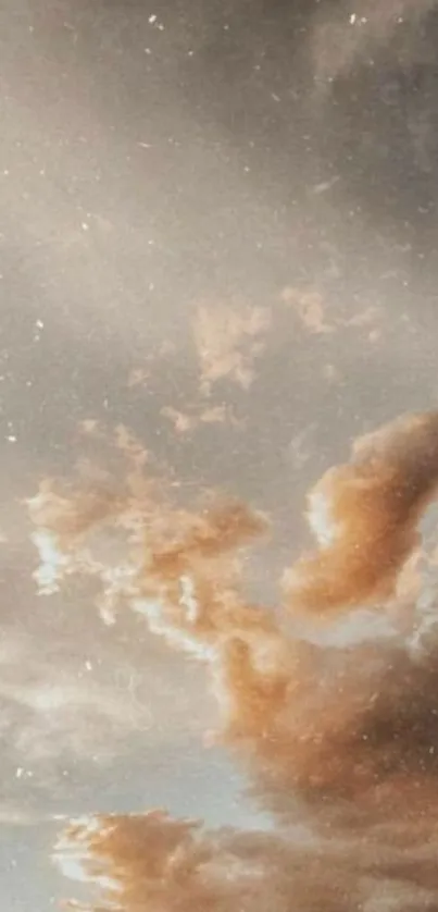 Vintage cloudy sky wallpaper with warm gray tones.