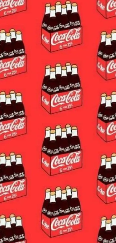 Vintage red Coca Cola soda bottles wallpaper.