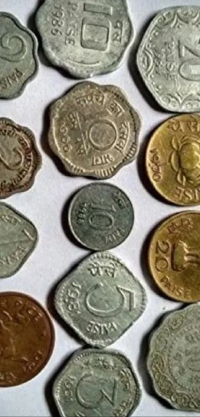 Assorted vintage coins for mobile wallpaper