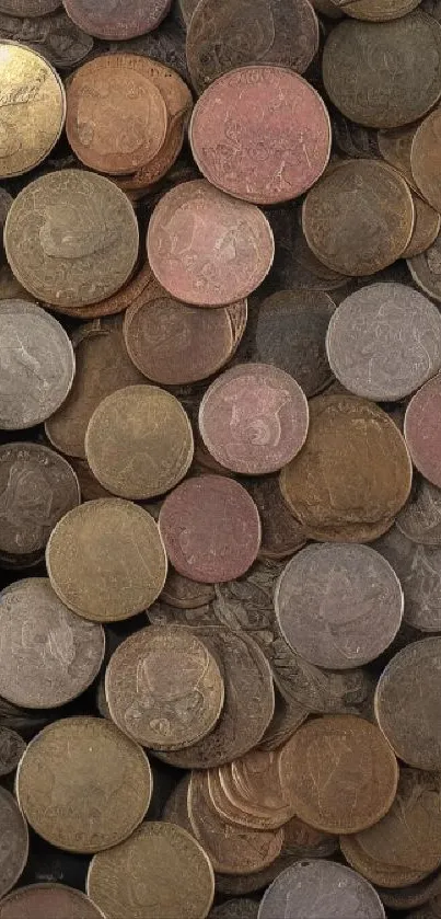Vintage coins scattered on a background.