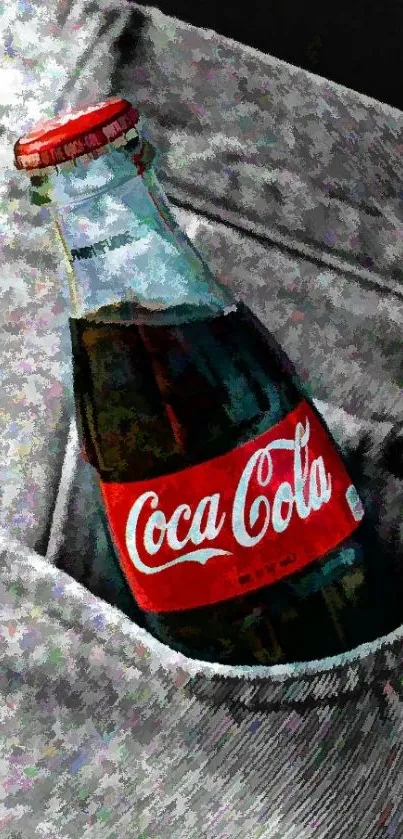 Artistic vintage Coke bottle in denim pocket.