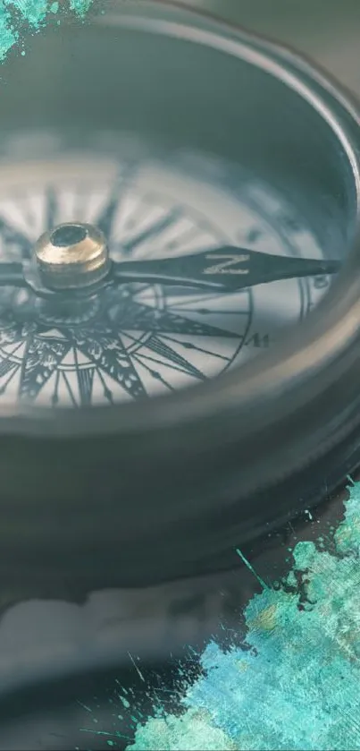 Vintage compass on old map wallpaper.