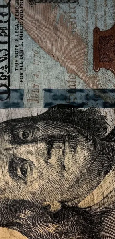 Vintage dollar bill wallpaper with intricate texture.