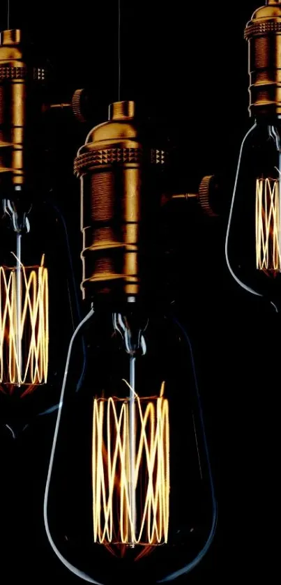 Vintage Edison bulbs on a dark background creating a warm and glowing ambiance.