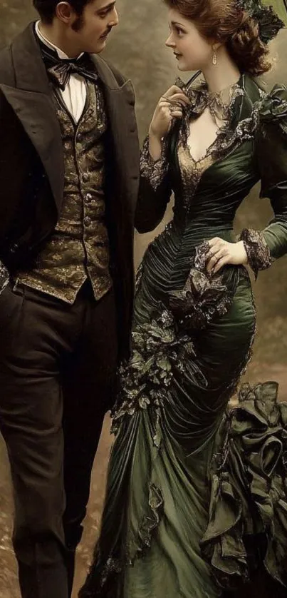 Vintage dressed couple in elegant attire