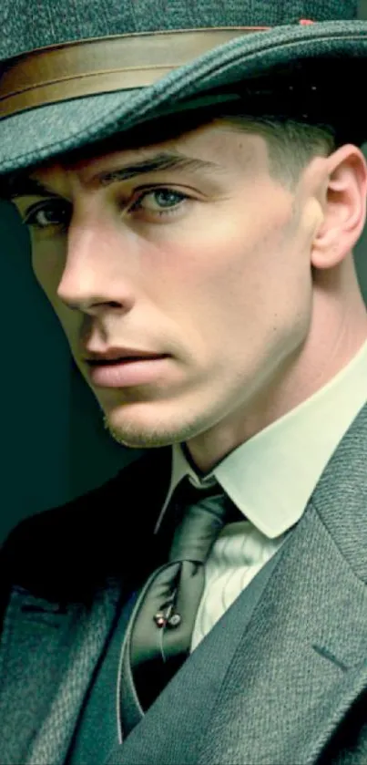 Portrait of a dapper gentleman in vintage attire wearing a stylish hat.