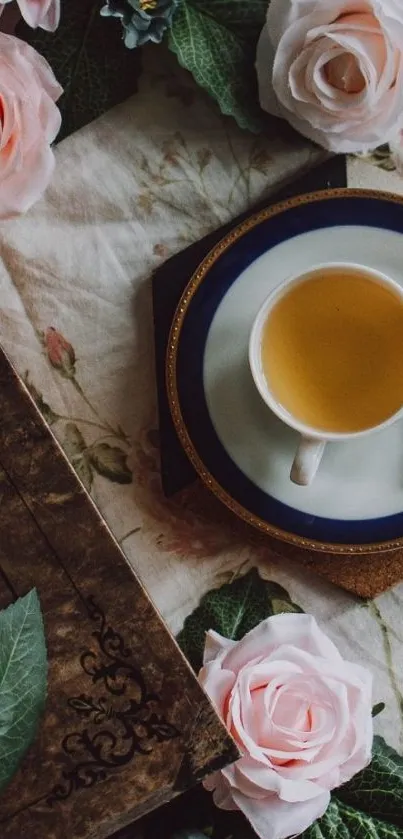 Vintage tea setting with floral decor.