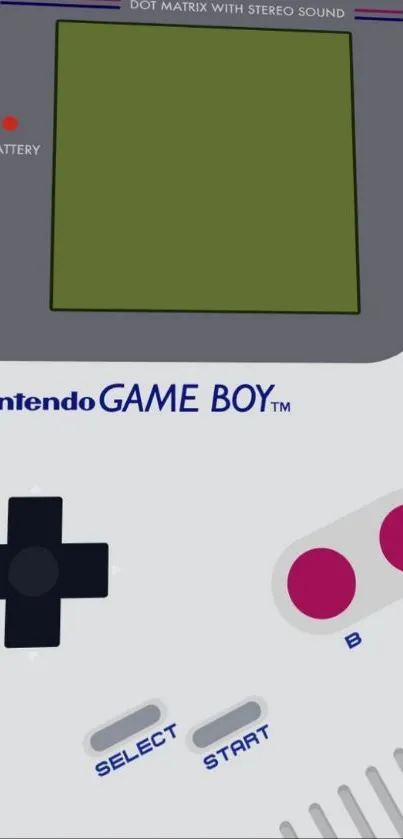 Gray Game Boy wallpaper featuring retro design and colorful buttons.