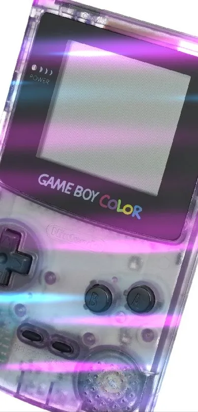 Game Boy Color wallpaper in transparent purple design.