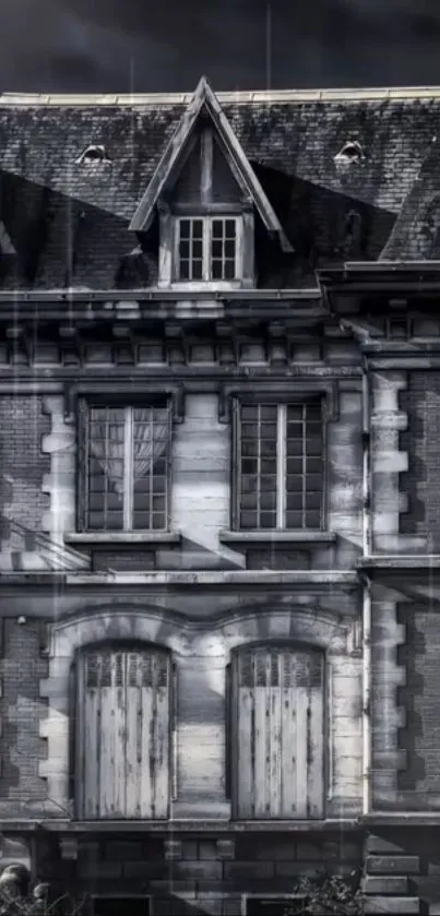 Gothic vintage house under gray sky wallpaper