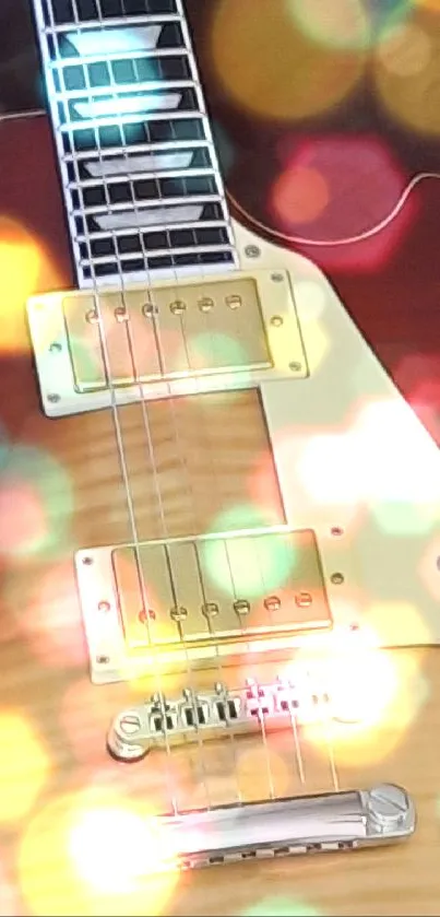 Vintage Les Paul guitar on a quilted bed.