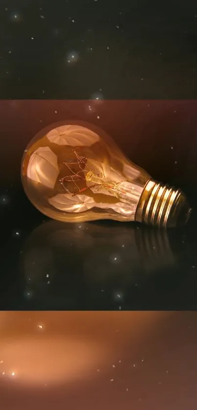 Vintage light bulb glowing softly against a dark background.