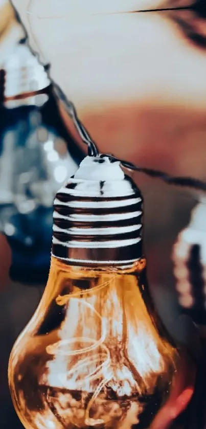 Vintage light bulbs with a warm glow.