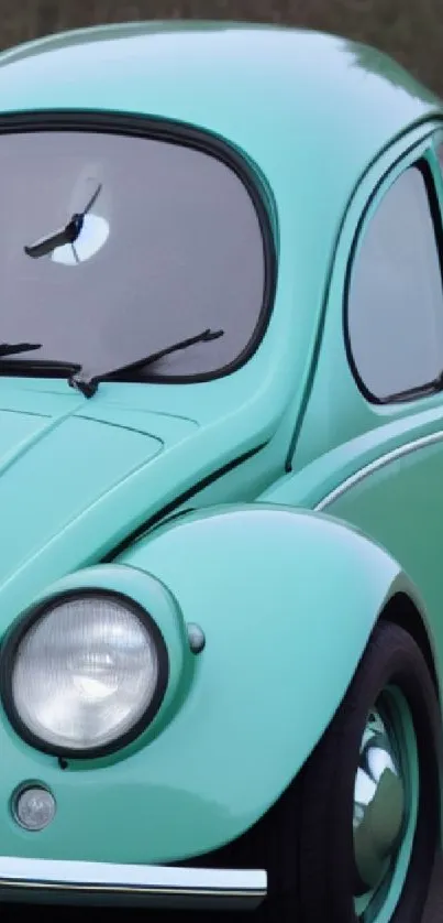 Vintage mint colored classic car with a retro style.