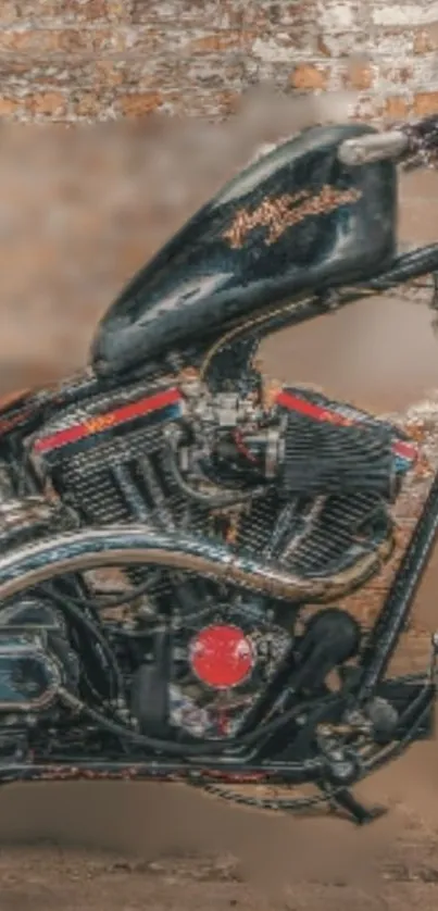 Vintage motorcycle against a rustic wall