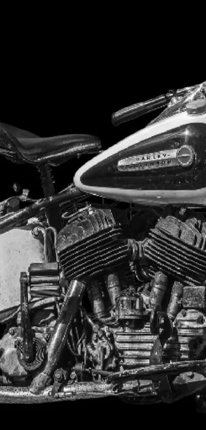 Black and white vintage motorcycle engine wallpaper.