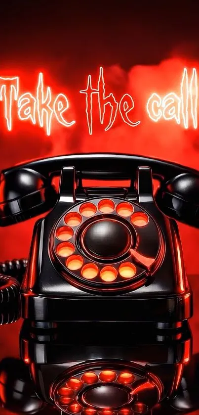 Vintage neon phone with glowing red vibes.