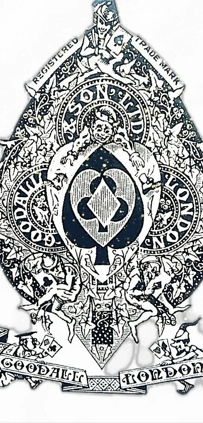 Intricate vintage playing card design with a detailed spade emblem.