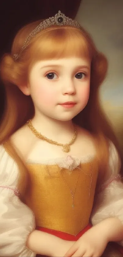 Vintage portrait of a young princess in regal attire with elegant features.