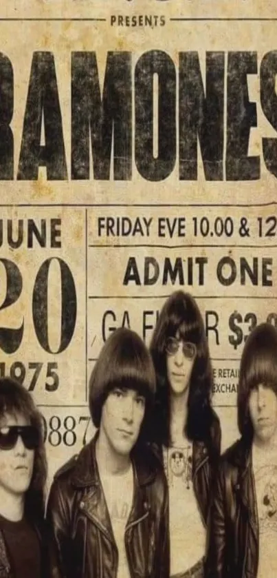 Vintage Ramones concert poster with band photo.