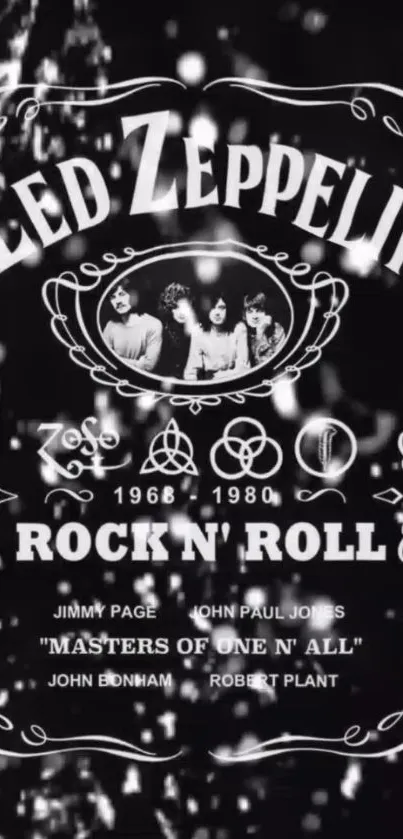 Vintage monochrome rock band poster wallpaper for mobile.