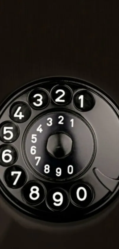 Vintage rotary dial phone against a dark background.