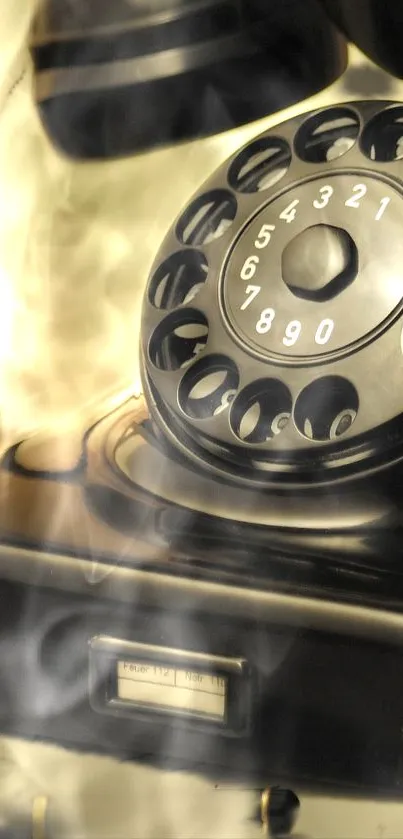 Vintage rotary phone with sepia tones in a classic style.