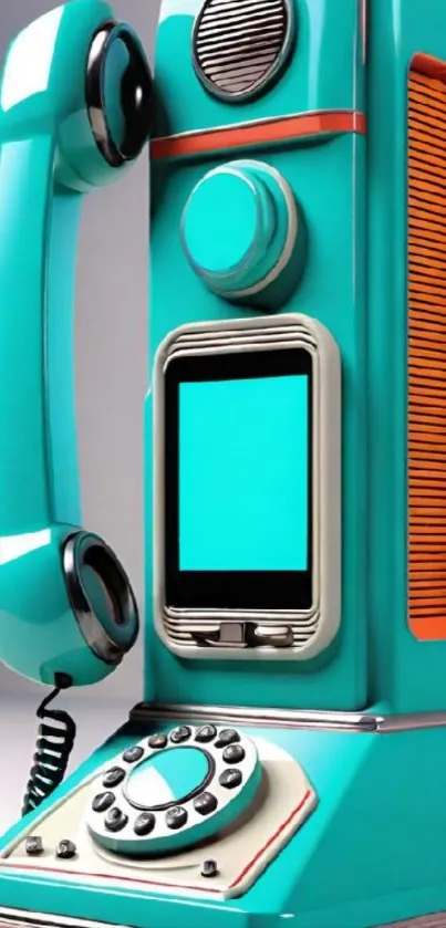 Stylish vintage teal rotary phone design.