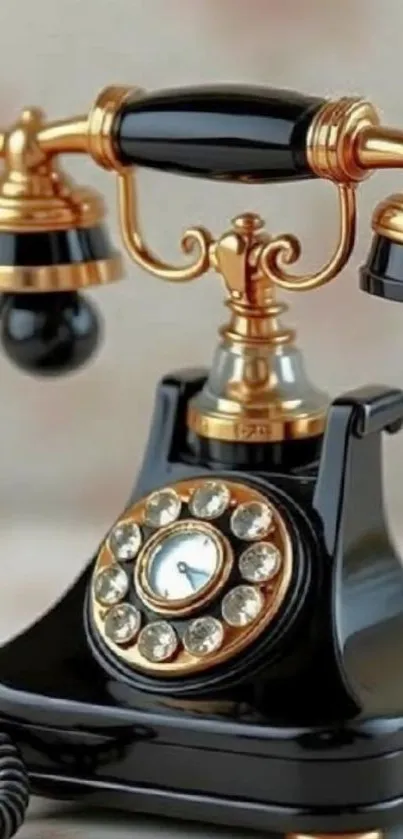 Elegant vintage telephone with gold accents
