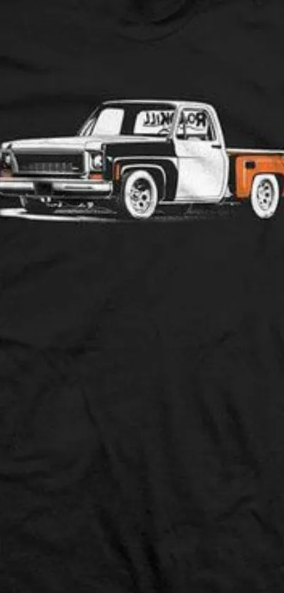 Vintage black and white truck art wallpaper for mobile screens.