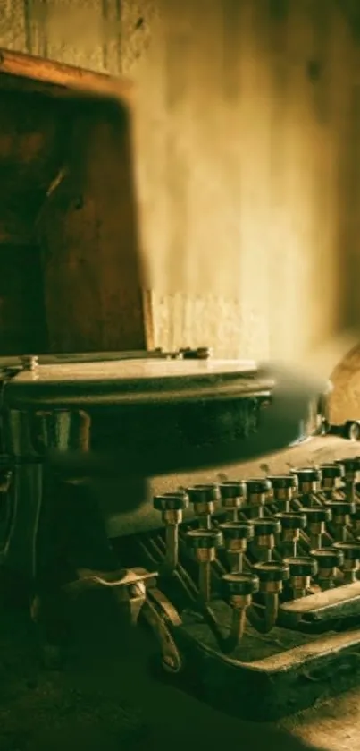 Vintage sepia typewriter with nostalgic ambiance.