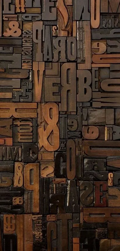 Vintage typography wood letter wallpaper.