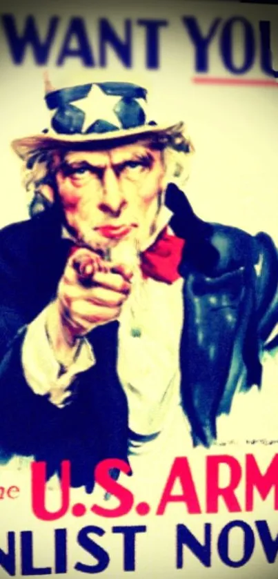 Vintage Uncle Sam wants you recruitment poster for mobile wallpaper.