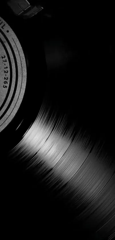 Black and white vinyl record mobile wallpaper.