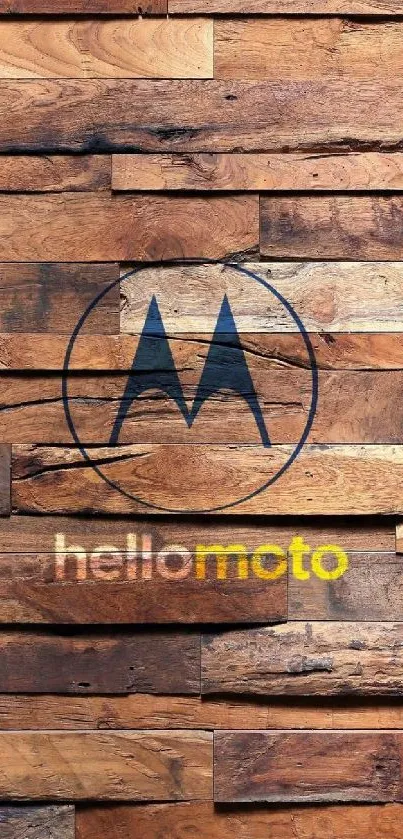 Vintage wood texture wallpaper with Moto logo