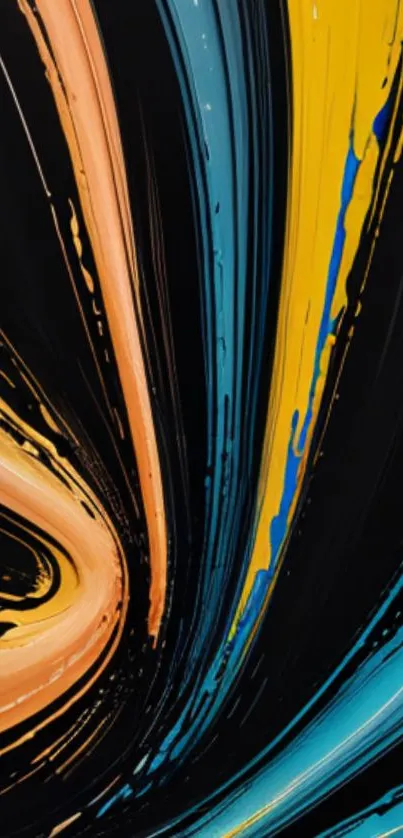 Colorful abstract brush strokes on a black background.