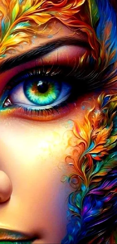 Colorful abstract eye design mobile wallpaper.