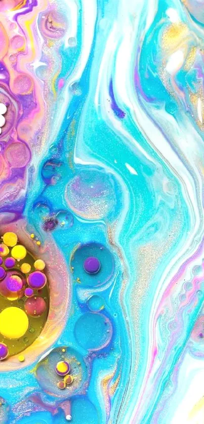 Vivid abstract fluid art with bright colors and swirls.