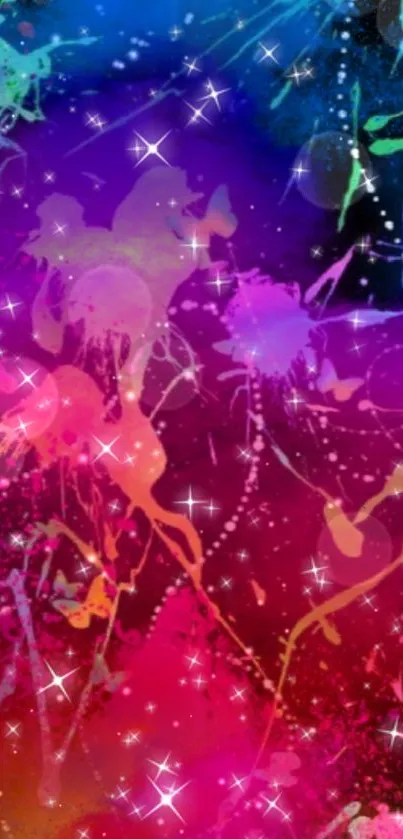 Colorful abstract galaxy wallpaper with stars.