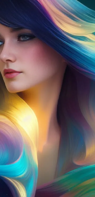 Colorful abstract hair art wallpaper with teal dominant color.