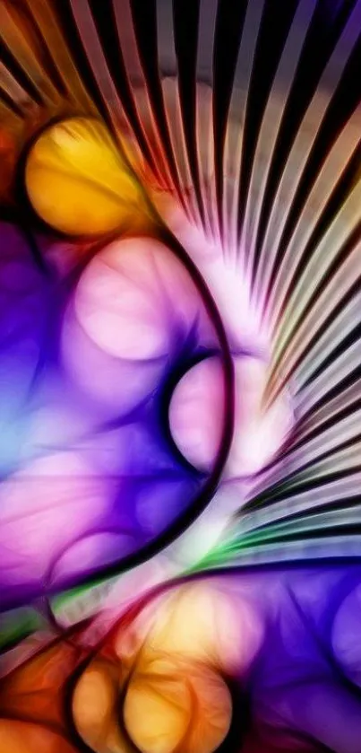 Vivid abstract mobile wallpaper with colorful swirls.