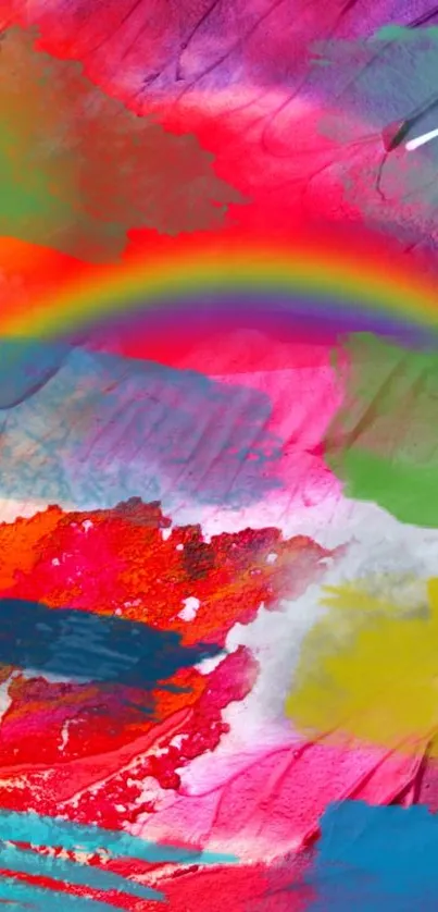 Vibrant abstract wallpaper with a rainbow and vivid colors for mobile use.