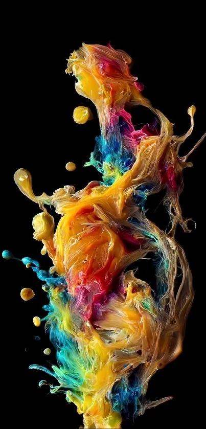 Vivid abstract splash with vibrant colors on black background.