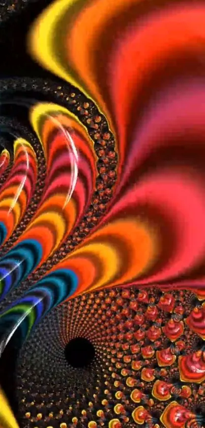 Vibrant abstract swirl with bold colors and dynamic patterns.