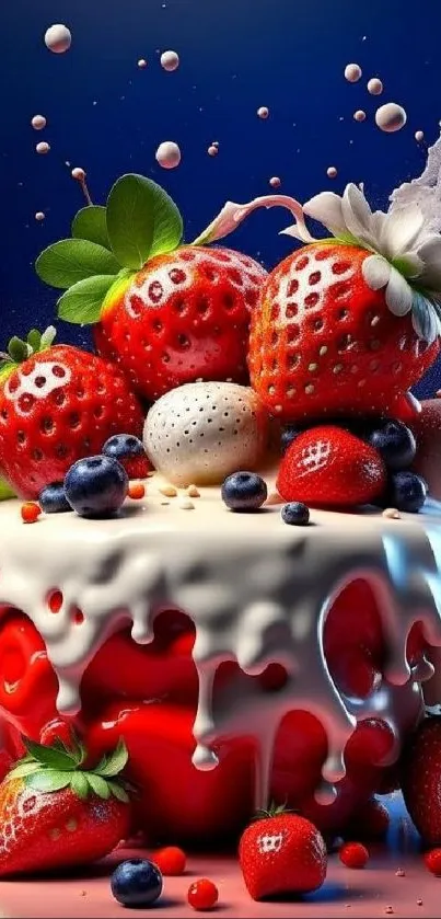 Vivid berry and cream splash on a vibrant wallpaper.