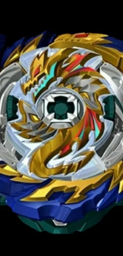 Colorful Beyblade Burst design on a dark background.